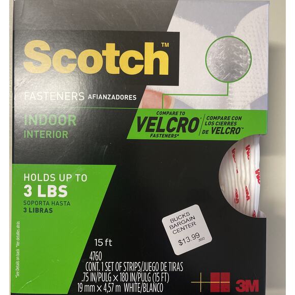 Scotch 96672 Indoor Fasteners 15 Foot Roll White New 3 Lbs - Picture 1 of 5